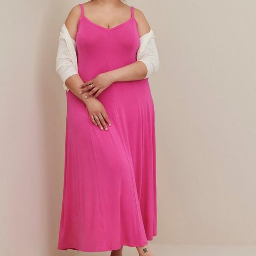 Torrid Size 2 Pink Trapeze Maxi Dress 18 20 - Pink Glo